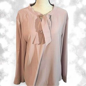 Moyabo Feminine Light Pink Bow Tie Long Sleeve Blouse